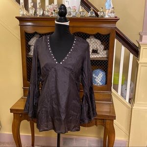 Melange Dark Brown Silk Tunic.